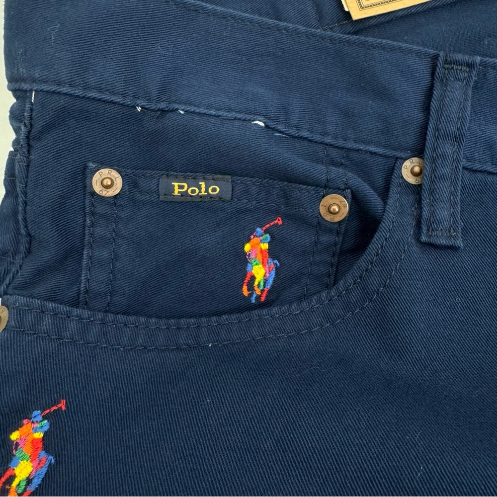 NEW Polo Ralph Lauren Sullivan Slim All Over Multi Pony Pants Blue Mens Sz 32x32 - Picture 7 of 16